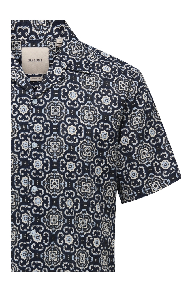 ONSCAIDEN REG FIT AOP SHIRT 22032833 CERULEAN/LISBON CLOUD DANCER